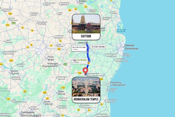 arunachalam to pondicherry distance